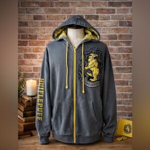Hufflepuff Gray Hoodie with Yellow Details
